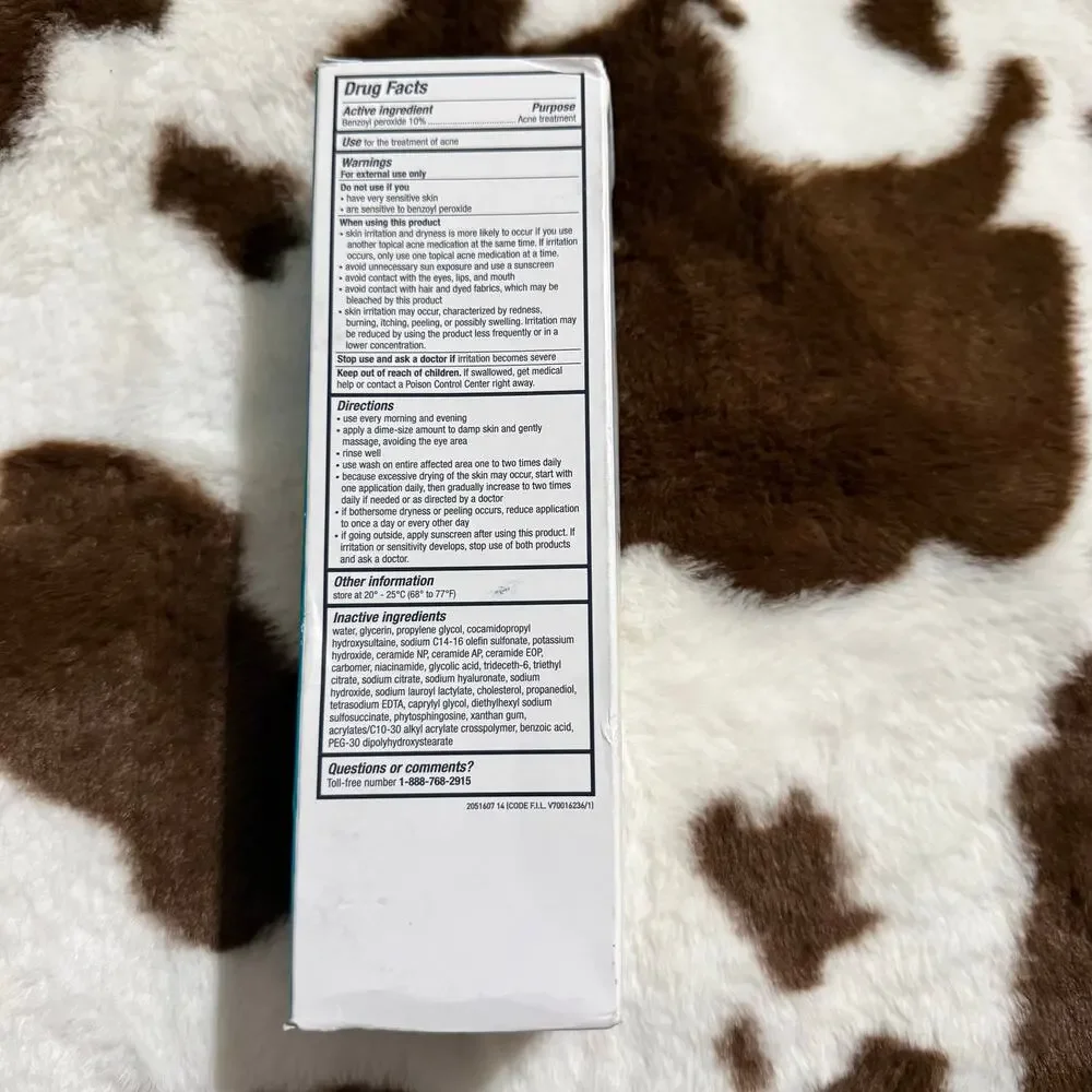 NEW Cerave Acne Foaming Cream Wash 10 Benzoyl Peroxide Max Strength Face Cleaner